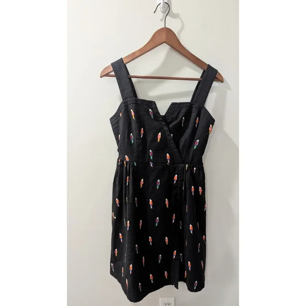 Kate Spade Flock Party Parrot Jacquard Dress NWT